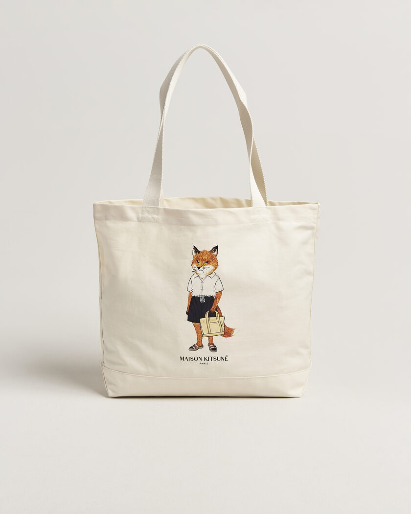 Maison Kitsuné Dressed Fox Totebag Ecru – Weiß