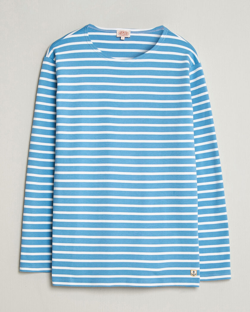 Armor-lux Houat Héritage Stripe Long Sleeve T-Shirt Waterfall/Blanc – Blau