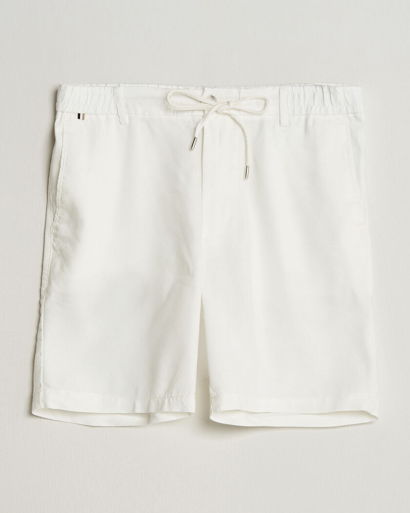 BOSS BLACK Kane Linen Drawstring Shorts White – Weiß
