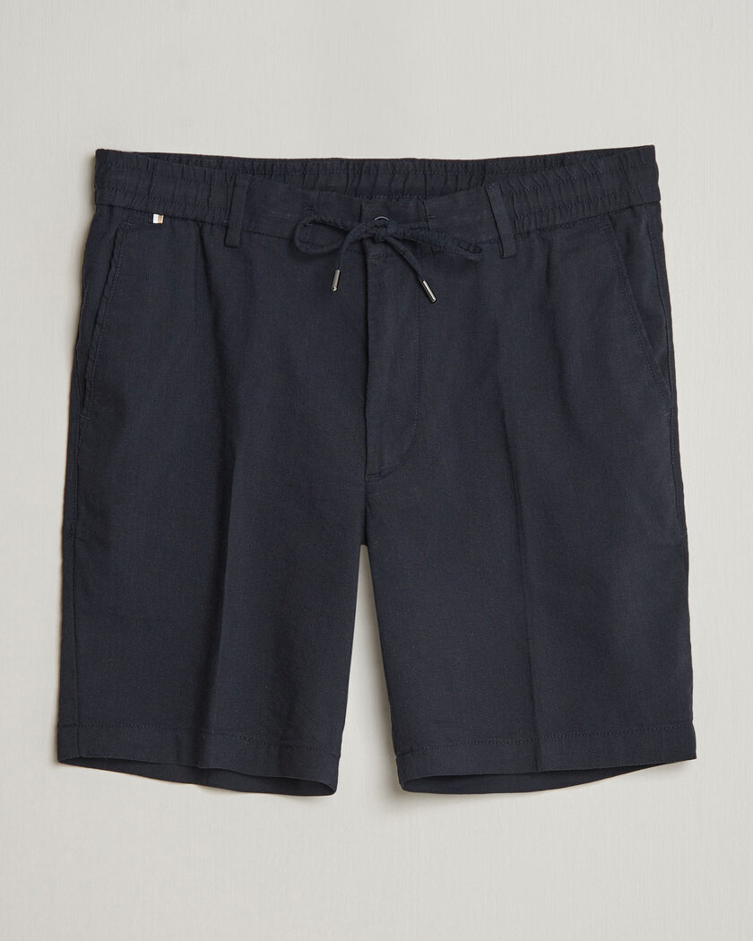 BOSS BLACK Kane Linen Drawstring Shorts Dark Blue – Blau