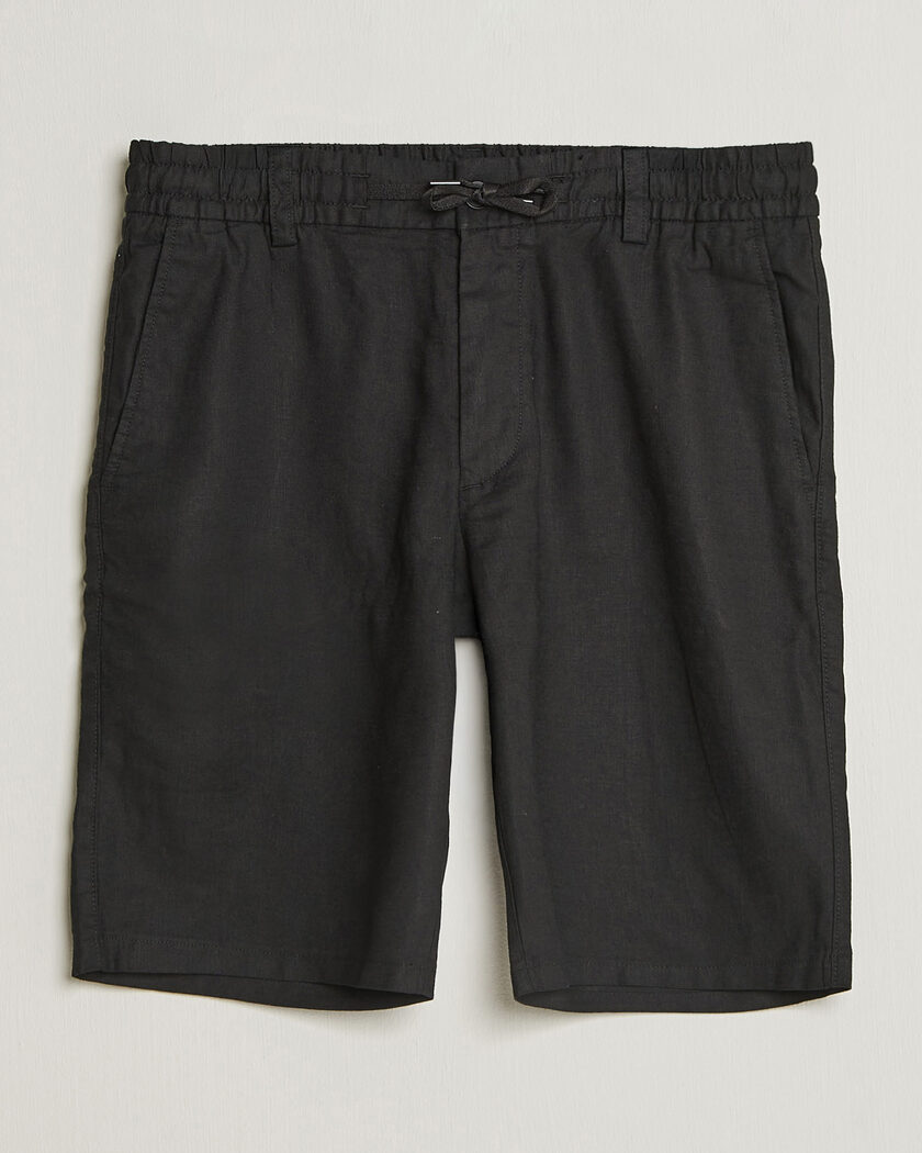 BOSS ORANGE Tapered Linen Drawstring Shorts Black – Schwarz