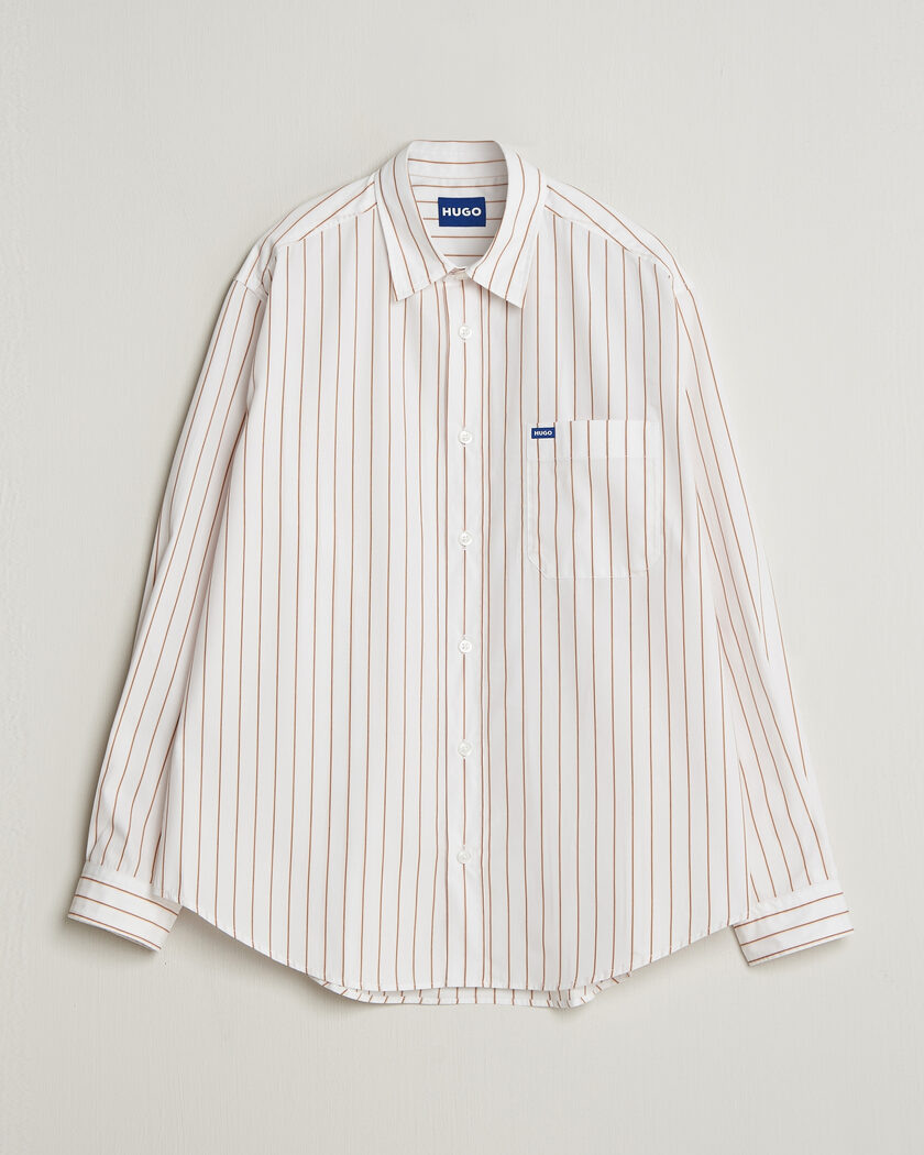 HUGO Ebalto Striped Cotton Shirt Light Orange – Mehrfarbig