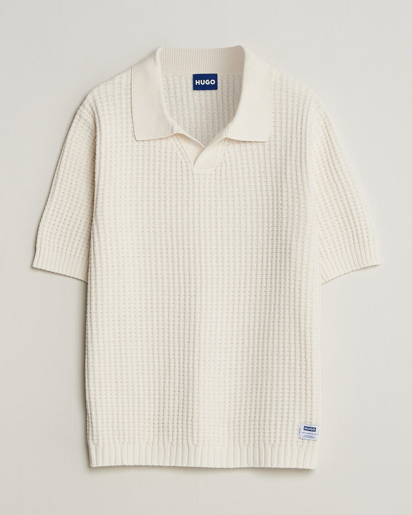 HUGO Spero Knitted Polo Open White – Weiß