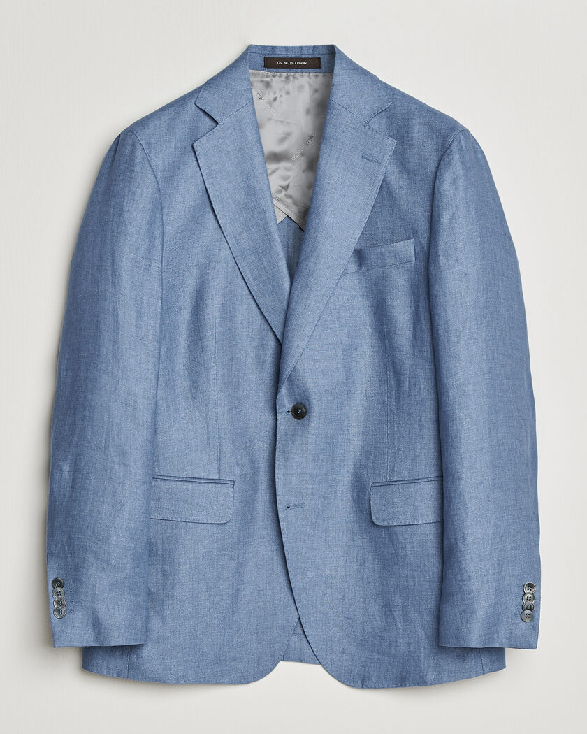 Oscar Jacobson Ferry Soft Linen Blazer Light Blue – Blau