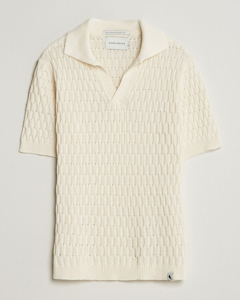 Peregrine Cove Knitted Cotton Polo Shirt White – Weiß