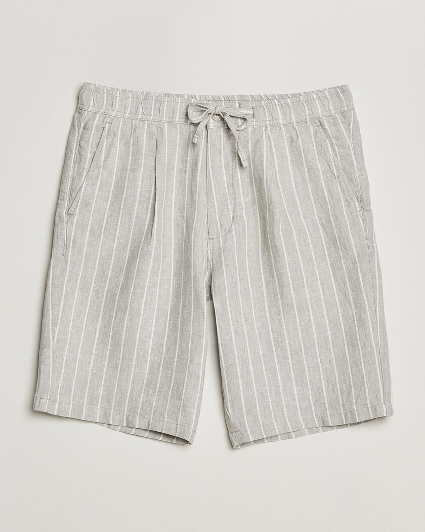 KnowledgeCotton Apparel Striped Loose Linen Shorts Grey – Grau