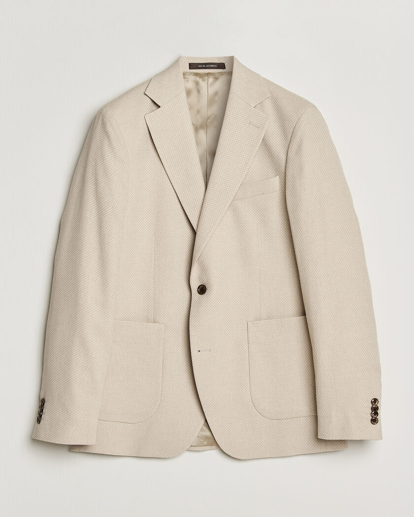 Oscar Jacobson Fogerty Patch Structure Cotton Blazer Beige – Beige