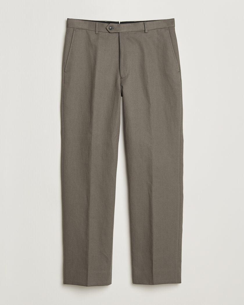 Oscar Jacobson Del Cotton/Linen Trousers Olive – Grün