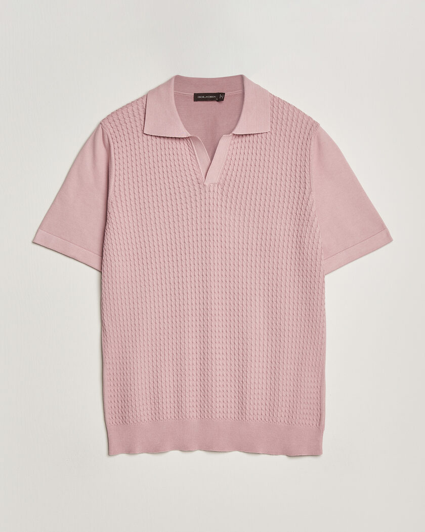 Oscar Jacobson Alf Structured Cotton Polo Pink – Rosa