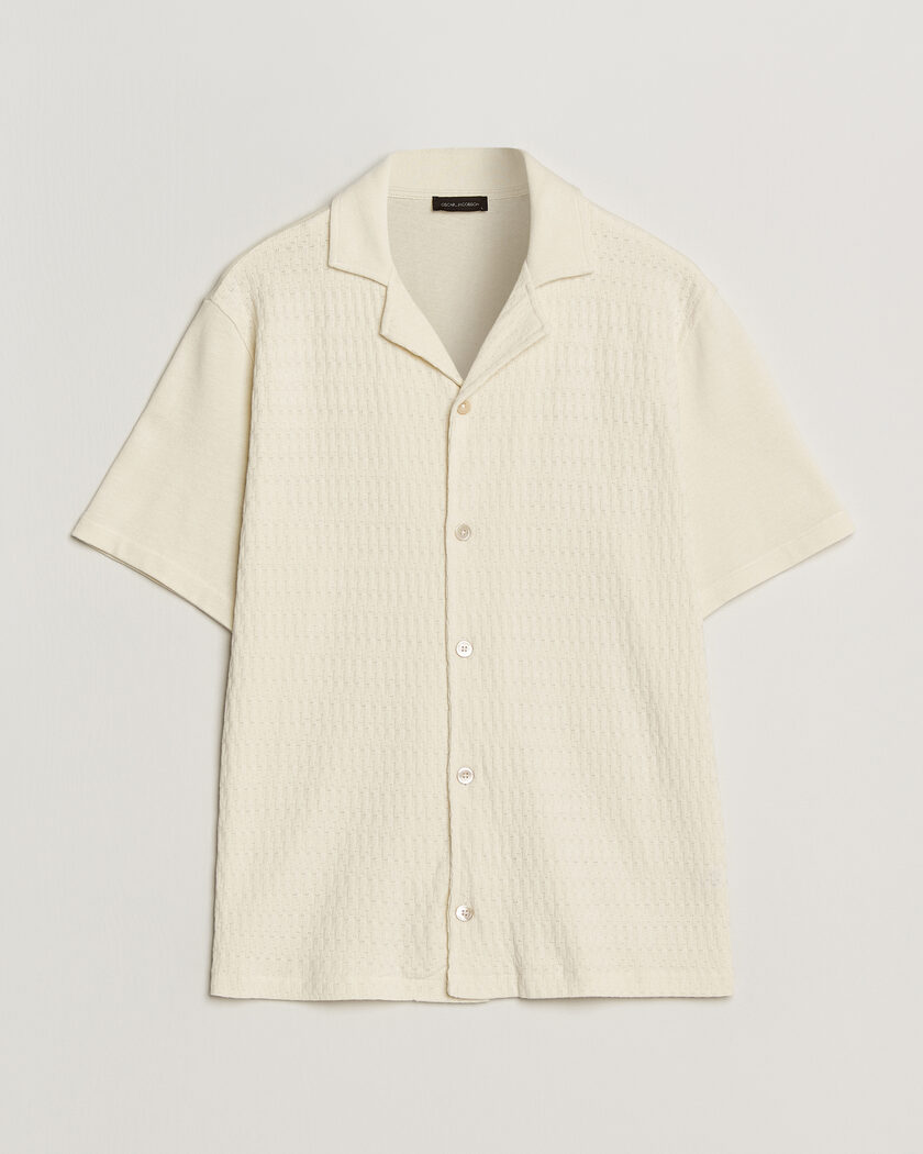 Oscar Jacobson Kirk Knitted Short Sleeve Shirt Off White – Weiß