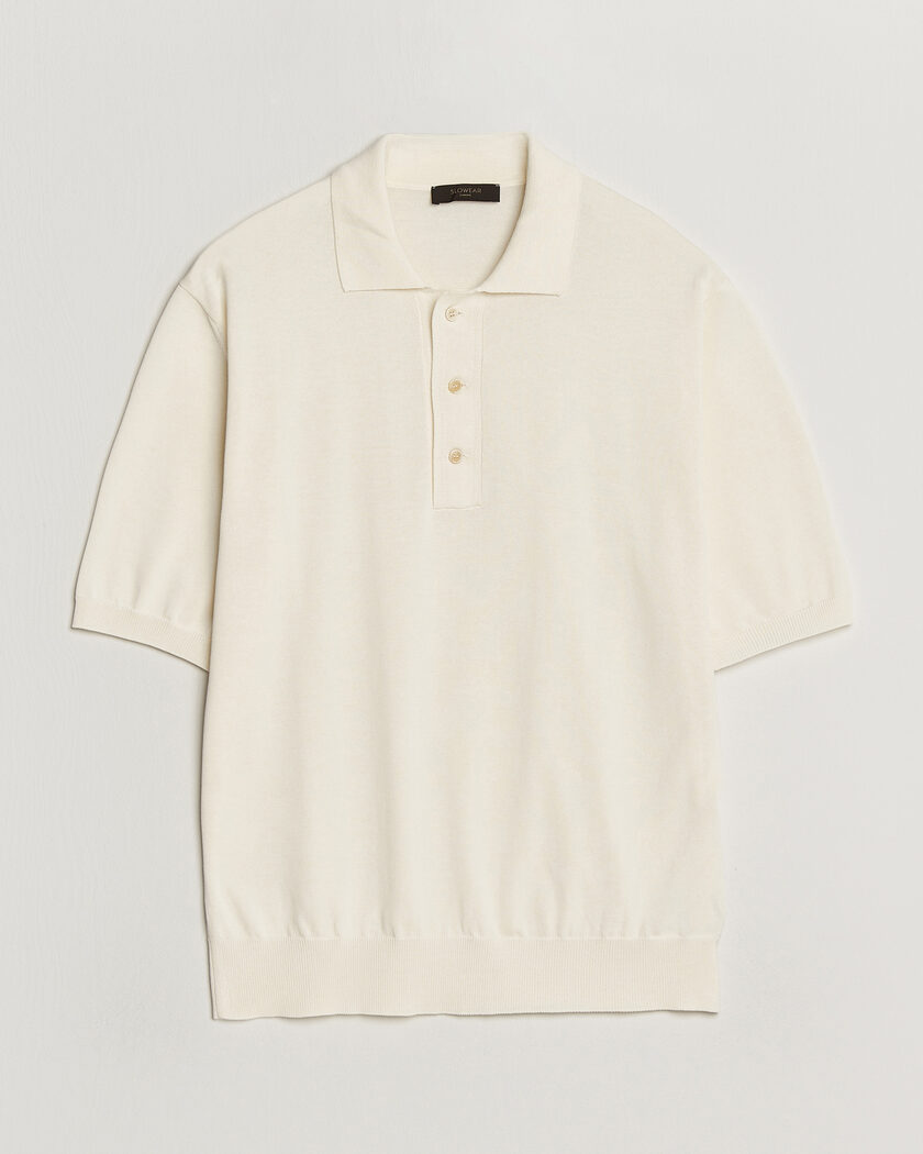 Zanone Knitted Cotton Polo Off White – Weiß