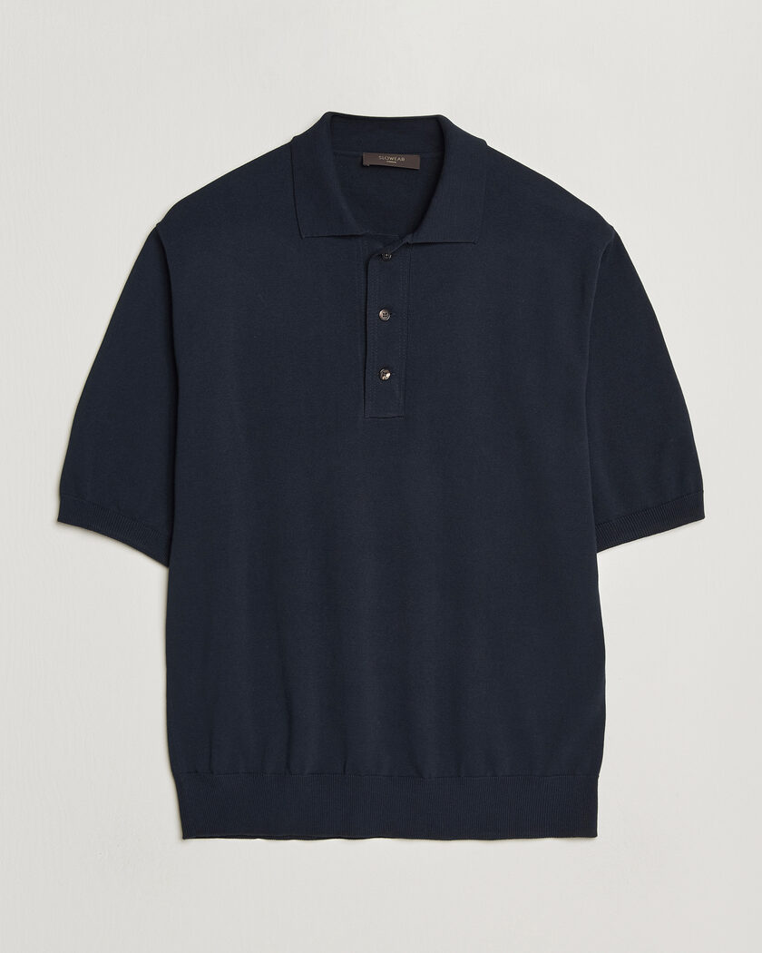 Zanone Knitted Cotton Polo Navy – Blau