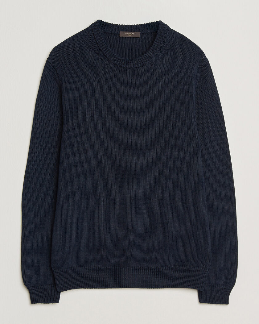 Zanone Soft Cotton Crew Neck Sweater Navy – Blau