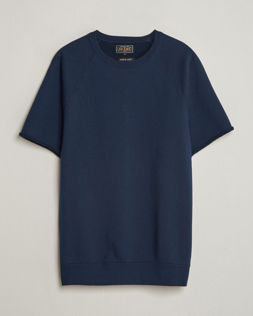BEAMS PLUS Short Sleeve Cut Off Sweat Navy – Blau