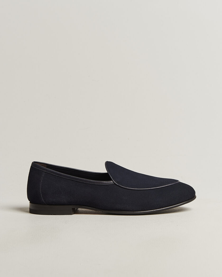  Loake 1880 Belgrave Suede Belgian Loafer Navy – Blau