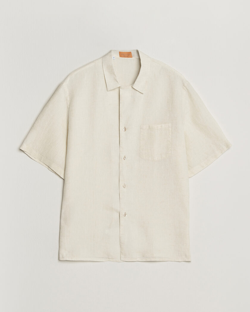 Grigio Linen Camp Collar Shirt White – Weiß