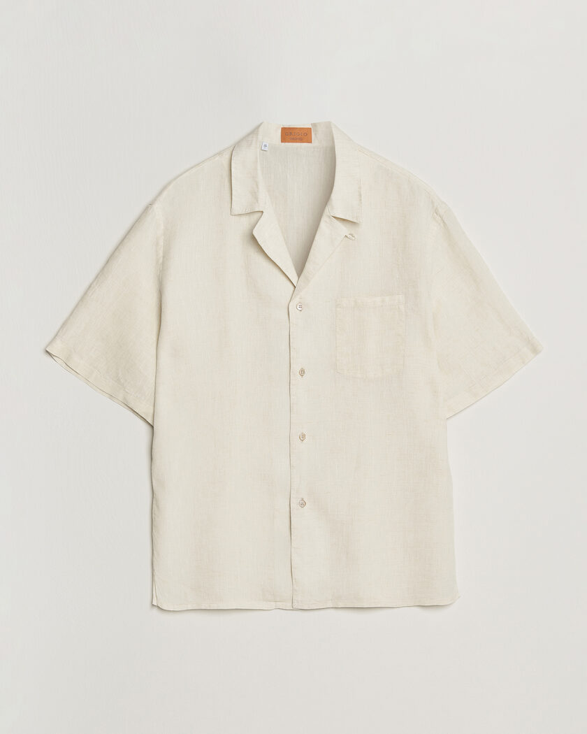 Grigio Linen Camp Collar Shirt White – Weiß