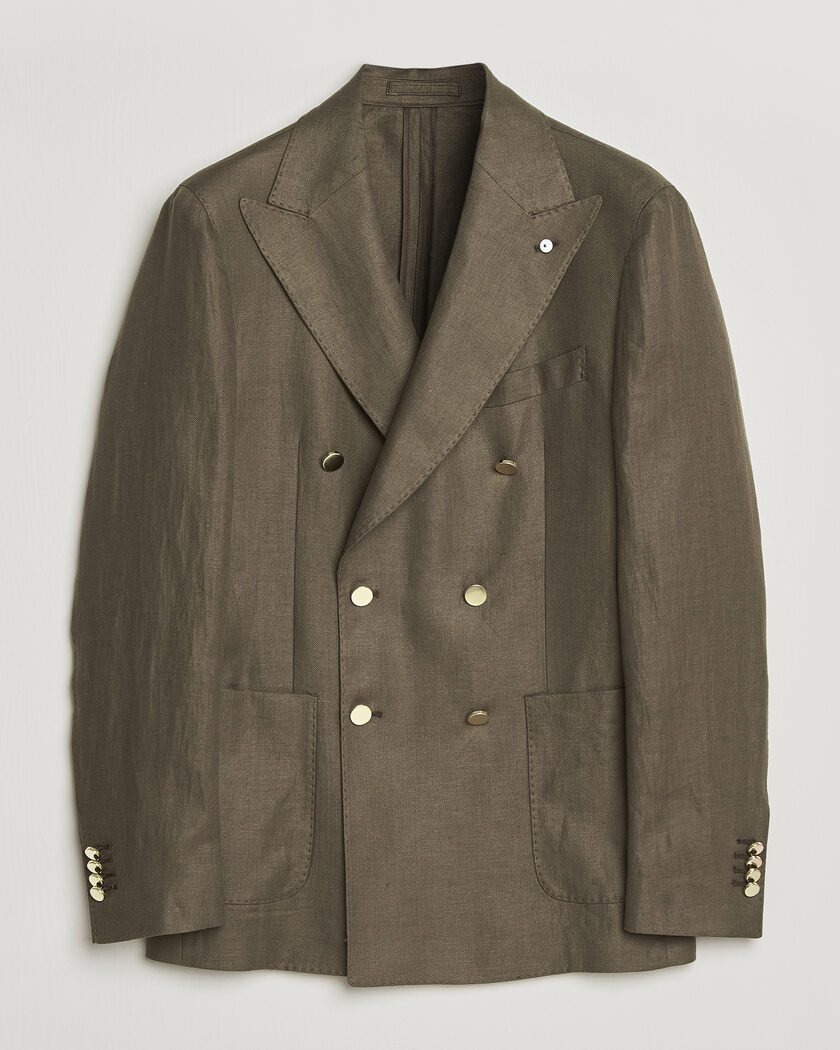 L.B.M. 1911 Tom Regular DB Linen Blazer Olive – Grün