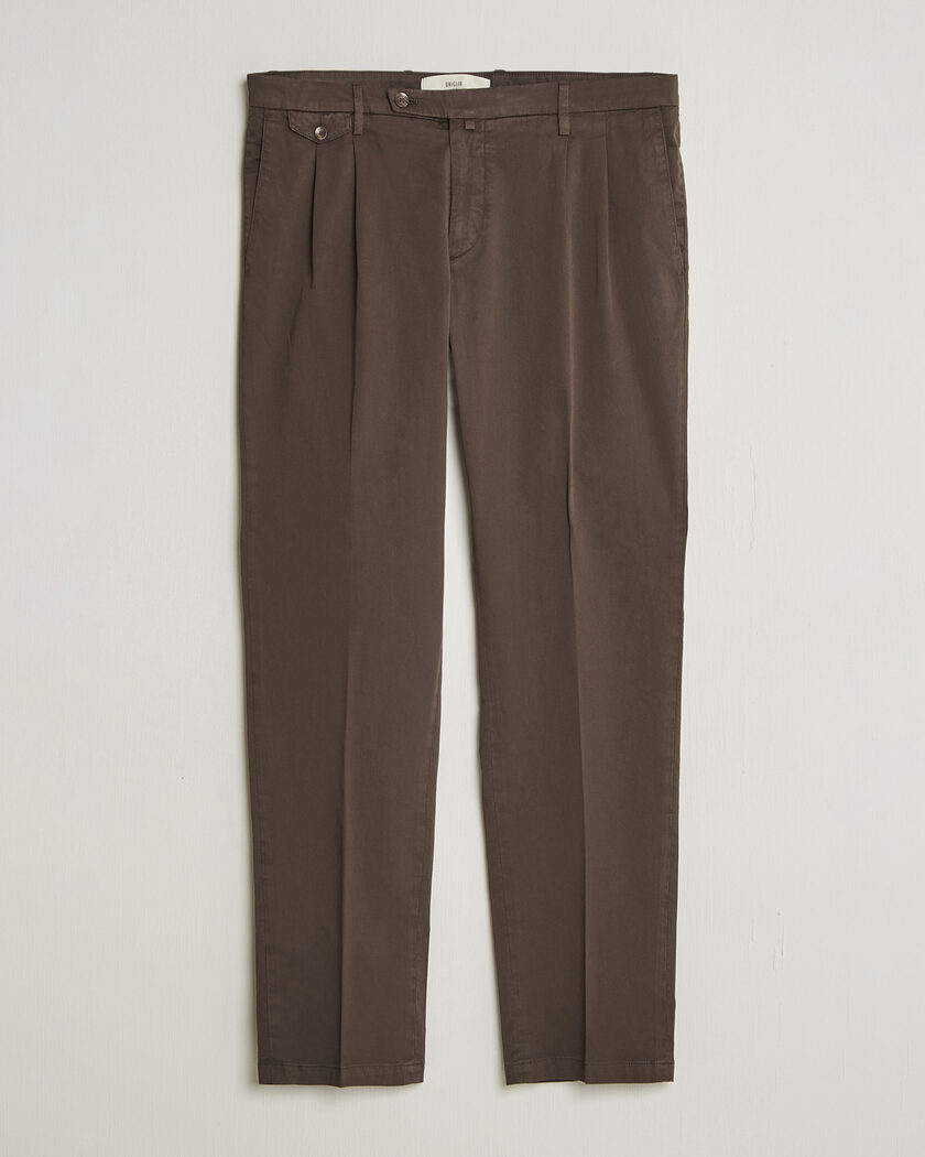 Briglia 1949 Easy Fit Pleated Cotton Stretch Chino Brown – Braun