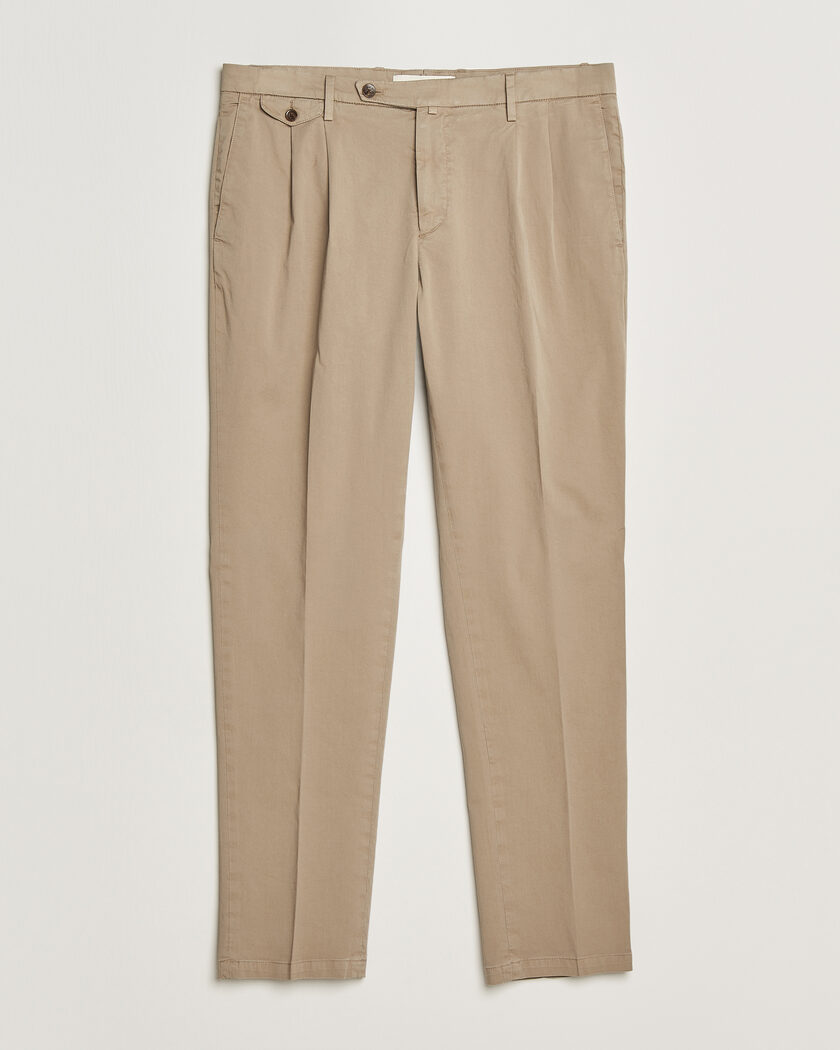 Briglia 1949 Easy Fit Pleated Cotton Stretch Chino Taupe – Beige