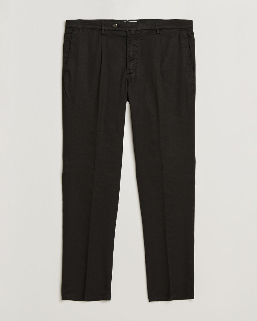 Briglia 1949 Pleated Linen Trousers Black – Schwarz