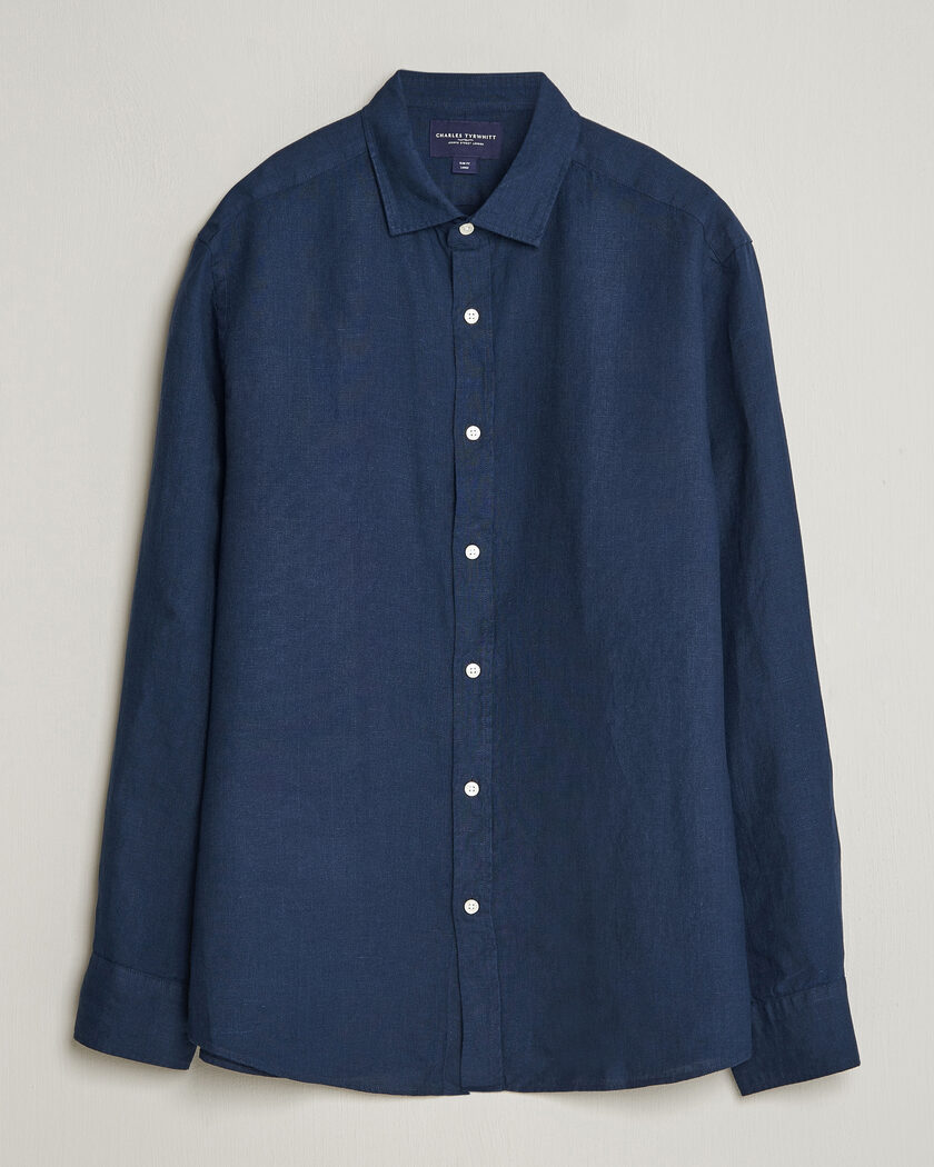 Charles Tyrwhitt Pure Linen Slim Fit Shirt Navy – Blau