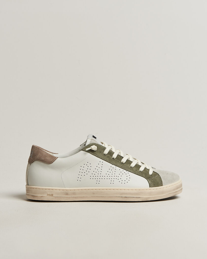 P448 John Leather/Suede Sneaker White/Olive/Grey – Weiß