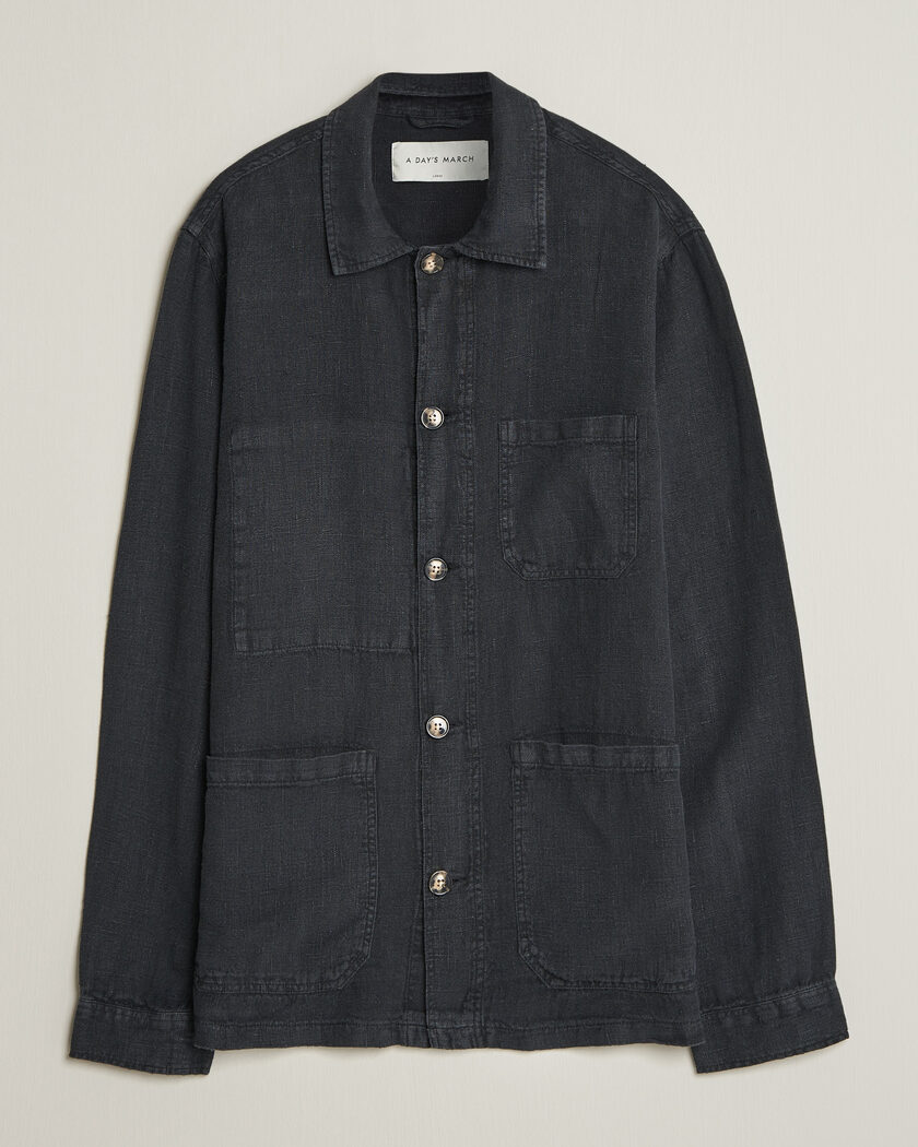 A Day's March Original Linen Overshirt Black – Schwarz