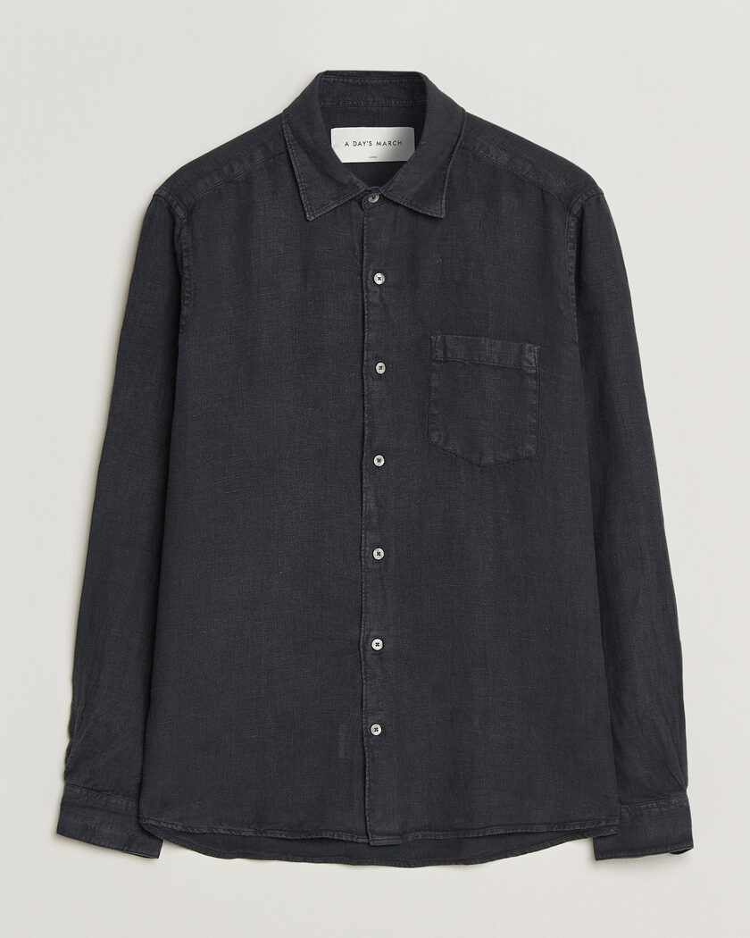 A Day's March Daintree Linen Shirt Off Black – Schwarz