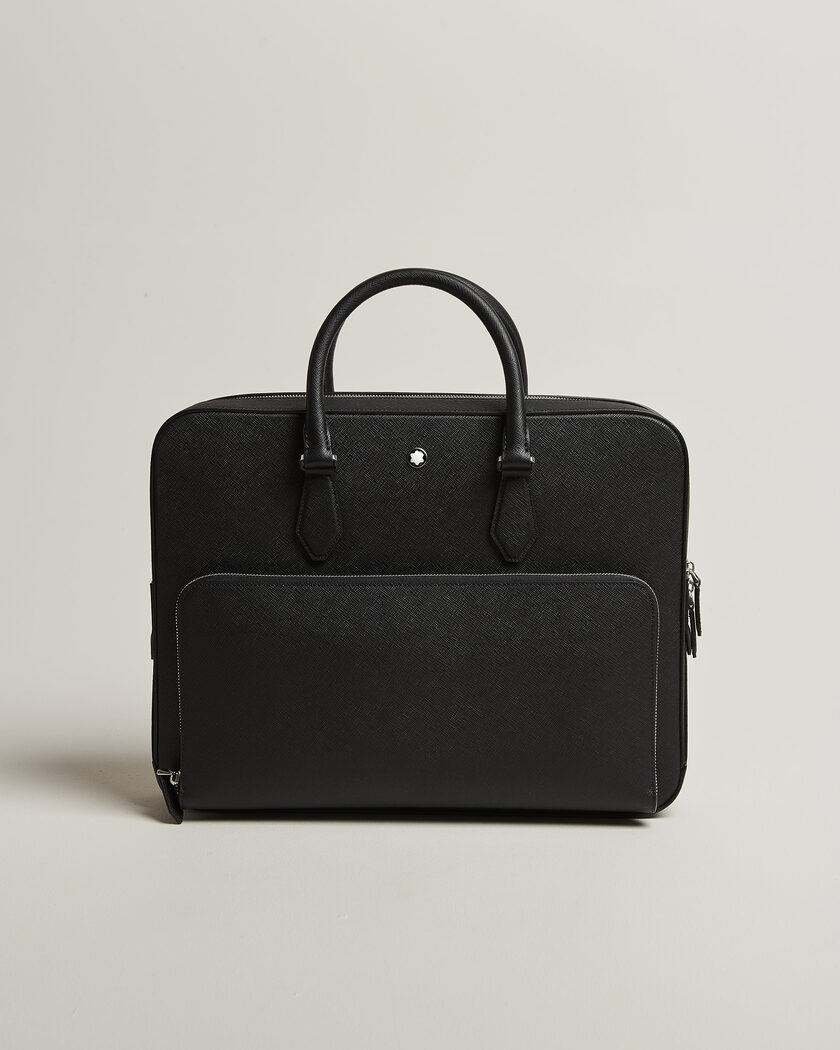 Montblanc Medium Sartorial Leather Briefcase with Pocket Black – Schwarz