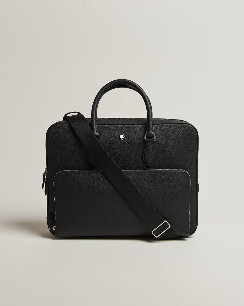 Montblanc Medium Sartorial Leather Briefcase with Pocket Black – Schwarz