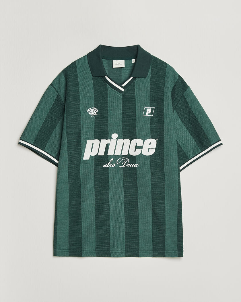 LES DEUX Prince Stripe Jaquard Polo Pineneedle Green – Grün