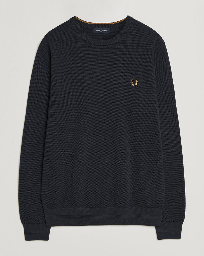  Fred Perry Piqué Stitched Sweater Navy – Blau