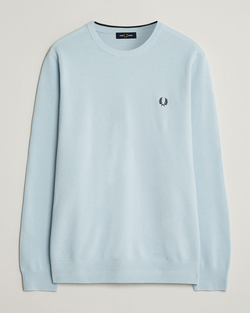 Fred Perry Piqué Stitched Sweater Light Ice – Blau