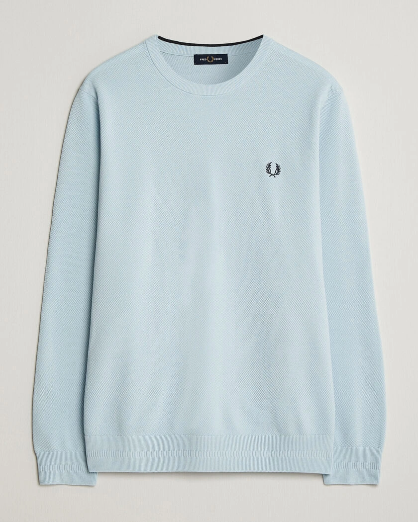 Fred Perry Piqué Stitched Sweater Light Ice – Blau