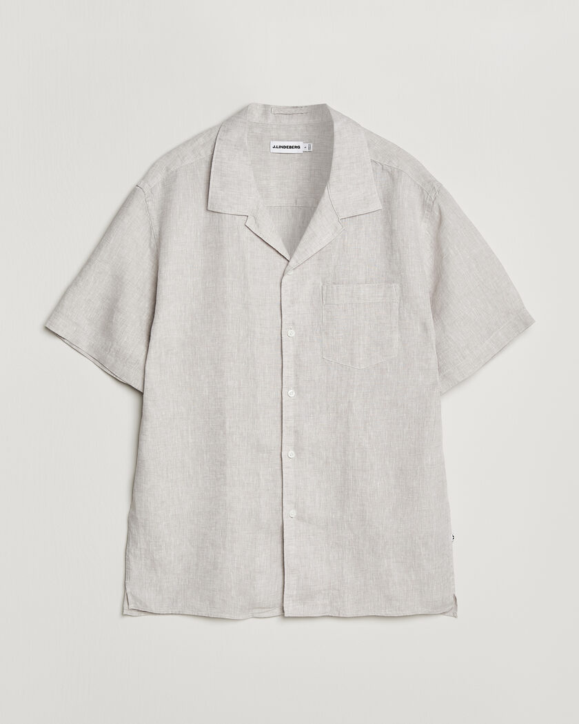 J.Lindeberg Elio Linen Short Sleeve Shirt Moonbeam – Beige