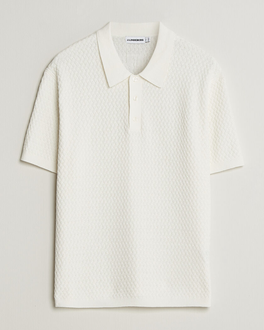 J.Lindeberg Jacques Structured Knitted Polo Tofu – Weiß