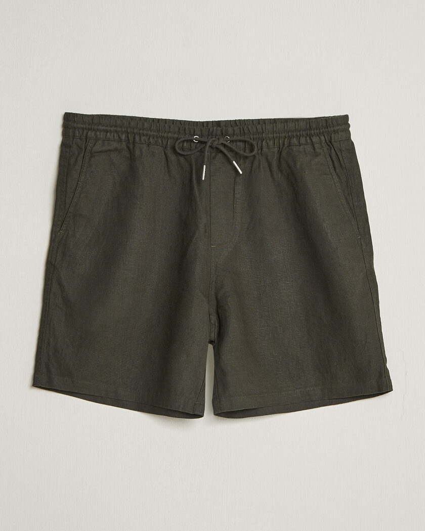 NN07 Gregor Linen Drawstring Shorts Dark Army – Grün