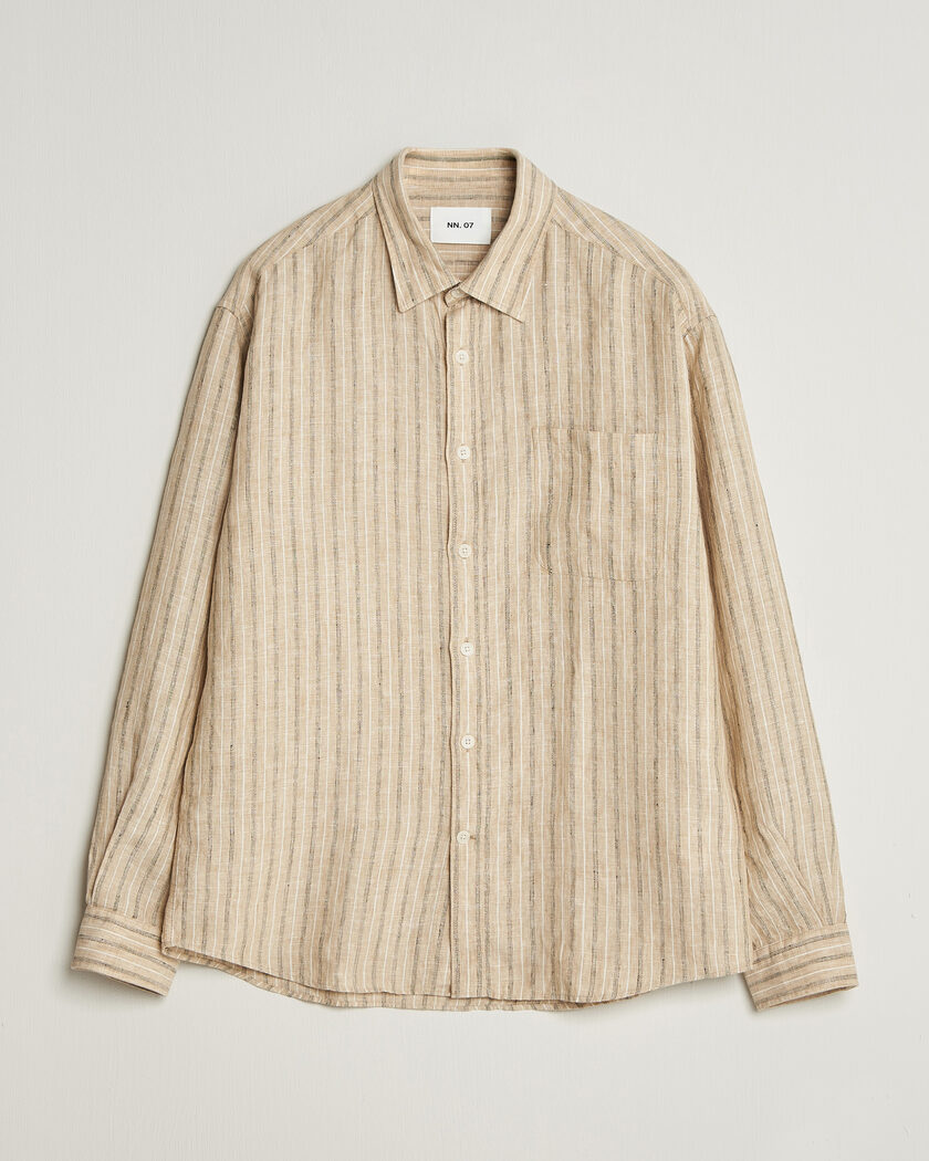 NN07 Deon Linen Shirt Black Stripe – Mehrfarbig