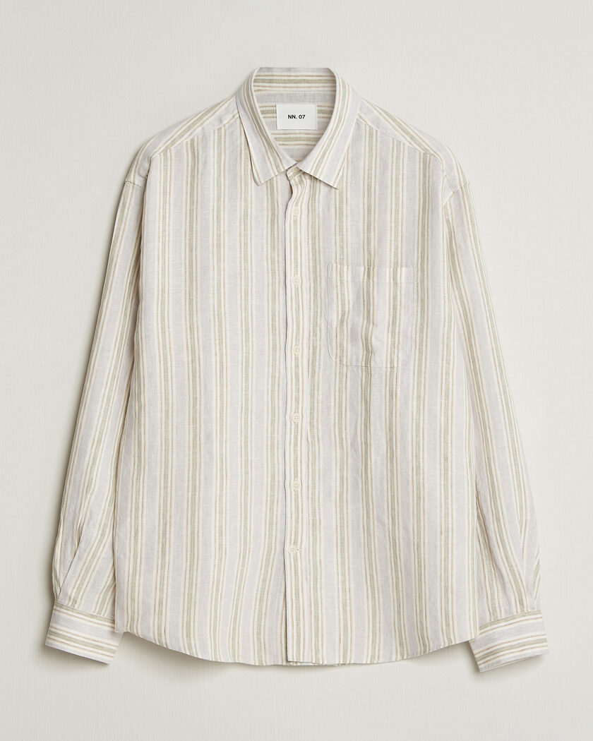 NN07 Deon Linen Shirt Mint Stripe – Mehrfarbig