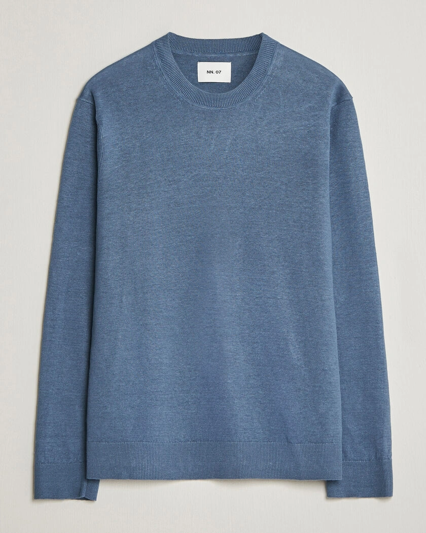 NN07 Ted Linen Knitted Sweater Stone Blue – Blau