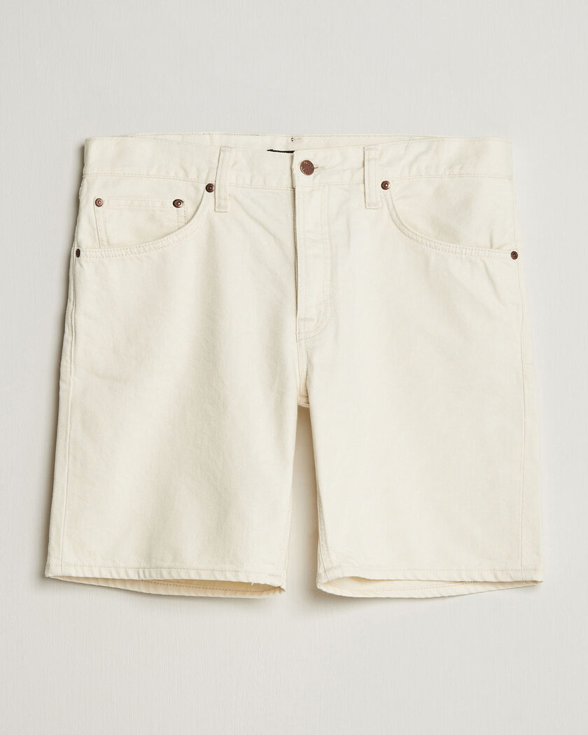Nudie Jeans Seth Denim Shorts Everivory – Weiß