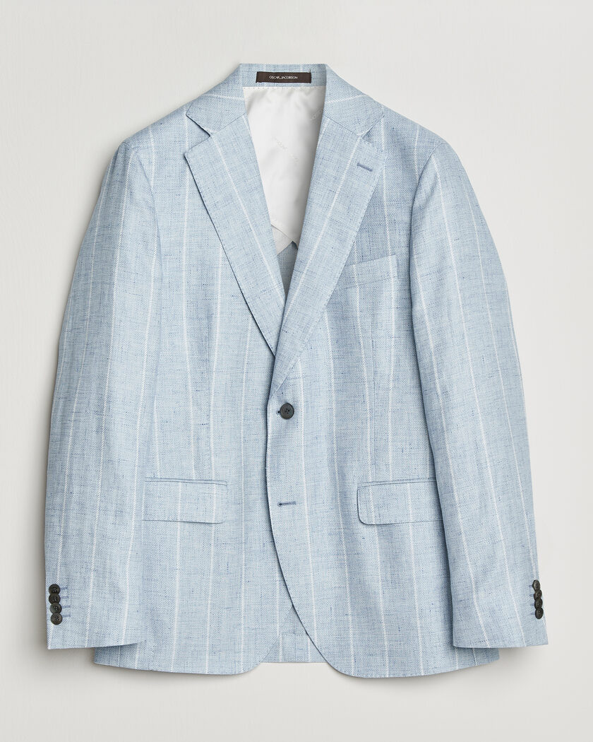 Oscar Jacobson Ferry Soft Linen/Cotton Blazer Light Blue – Blau