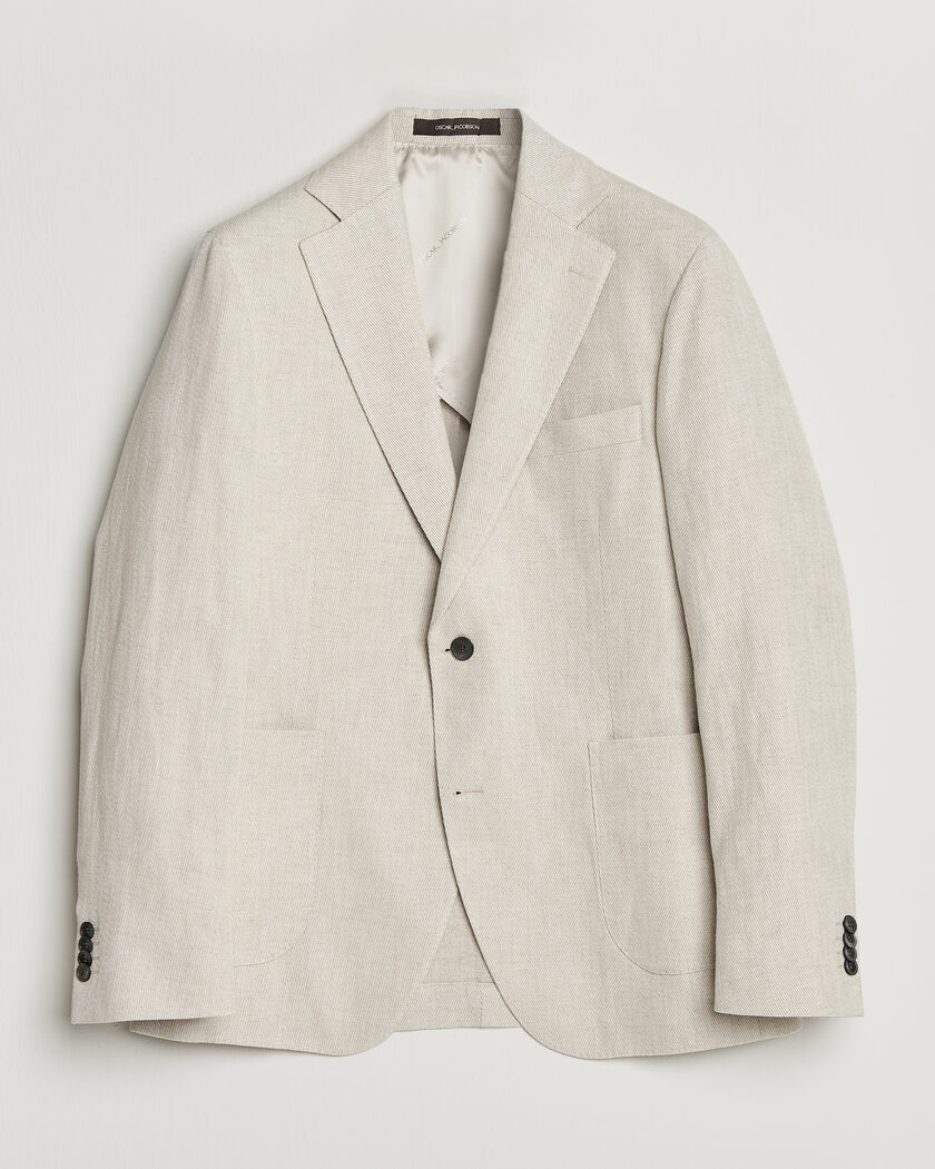 Oscar Jacobson Ferry Patch Cotton/Linen Blazer Off White – Weiß
