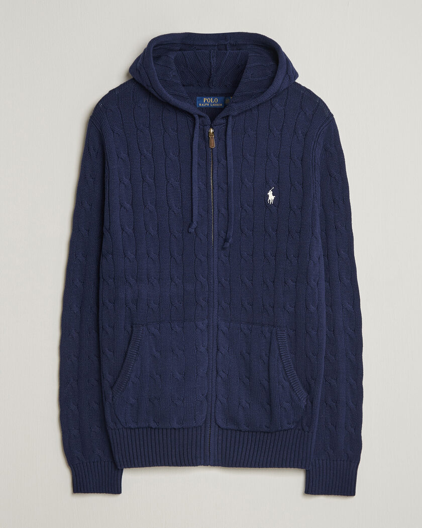 Polo Ralph Lauren Knitted Full Zip Sweater Bright Navy – Blau