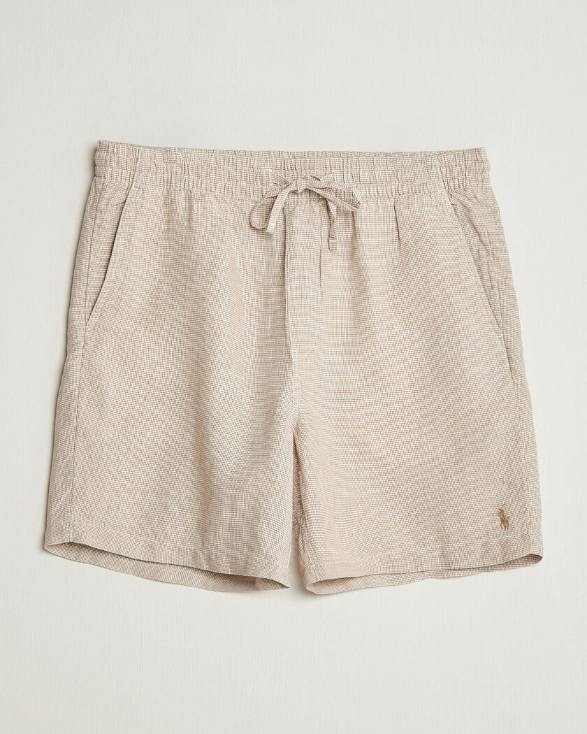 Polo Ralph Lauren Woven Linen Shorts Coastal Beige White – Beige