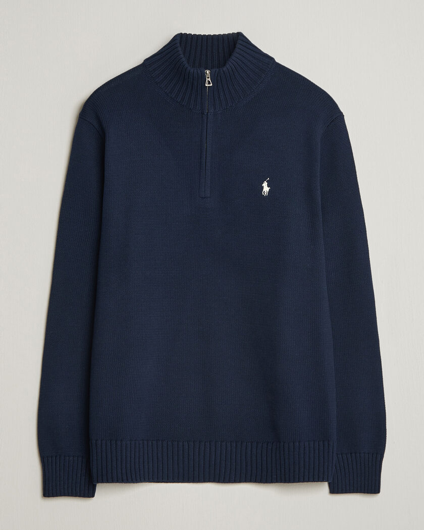 Polo Ralph Lauren Cotton Pullover Half Zip Hunter Navy – Blau