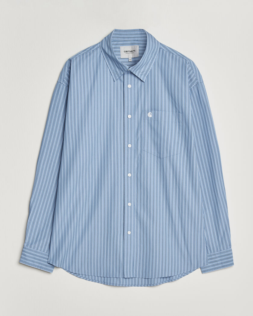 Carhartt WIP Keen Striped Cotton Poplin Shirt Curacao – Blau