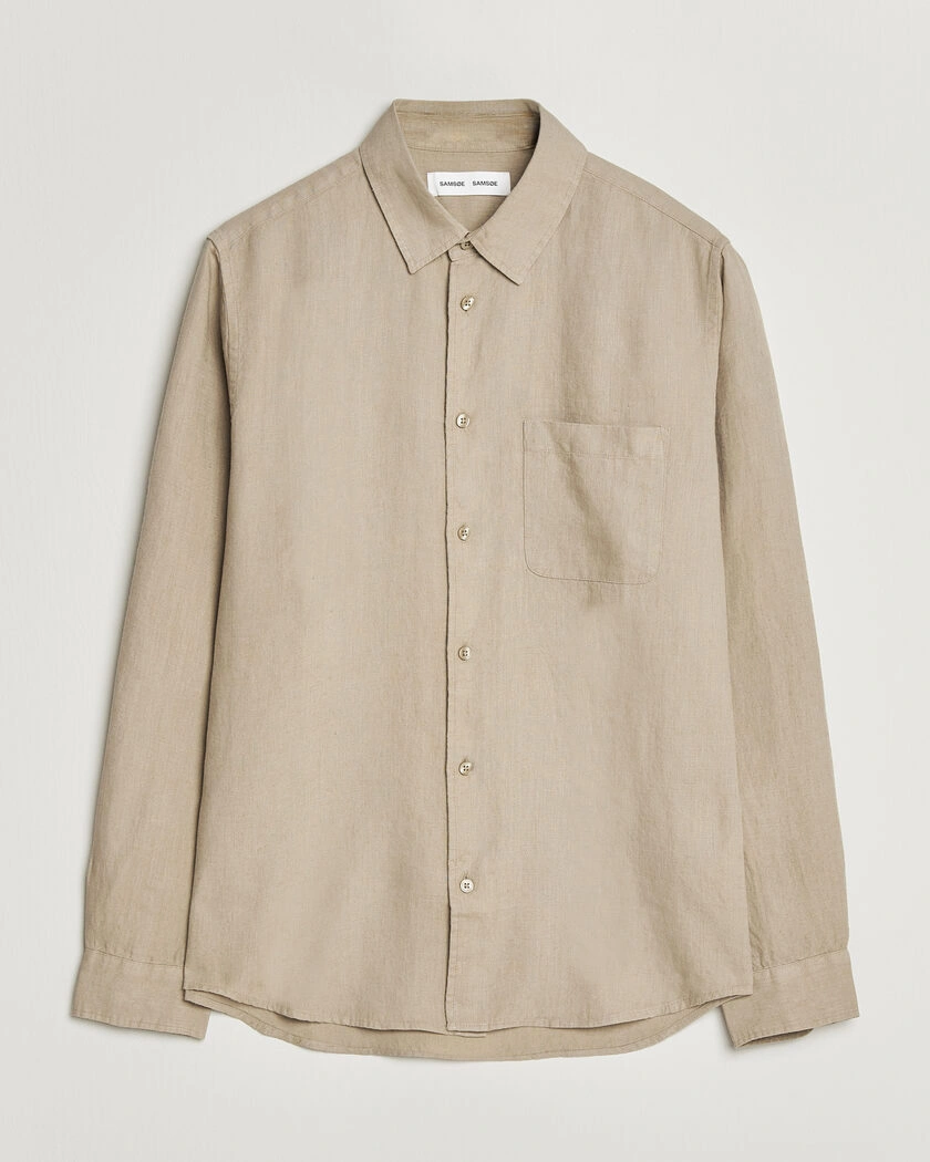 Samsøe Samsøe Liam Linen Shirt Aluminum – Beige