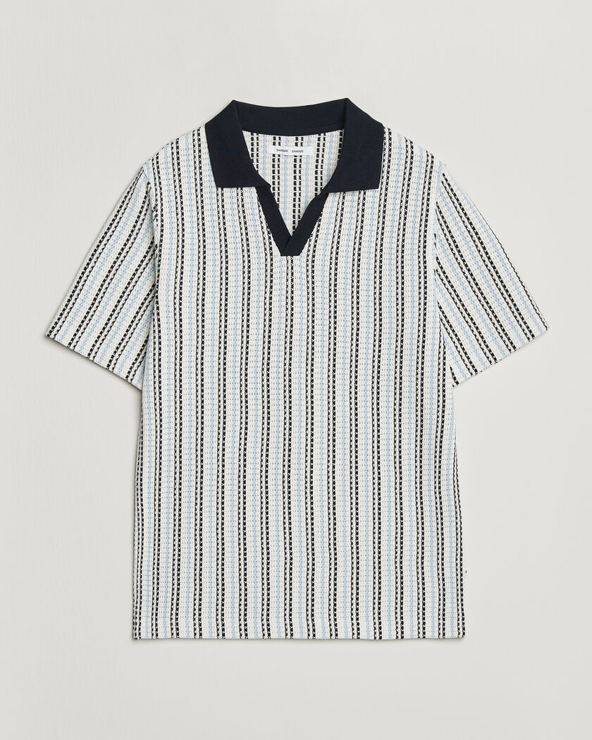 Samsøe Samsøe Mac Striped Knitted Polo Blue/White – Blau